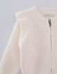 Gebreid wit vest roze dupions rits babymeisjes-4