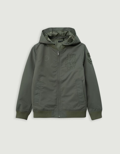 Khaki bomber with embroidery detail on front back for boy - IKKS