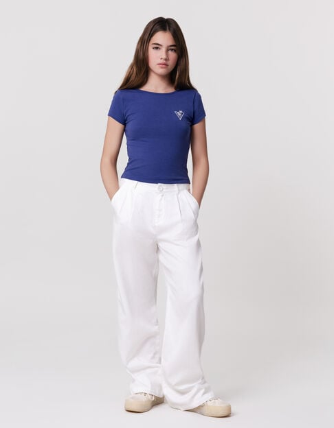 Pantalon LARGE blanc cassé à pinces fille - IKKS