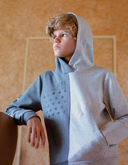 Boys’ anthracite marl and light grey hoodie