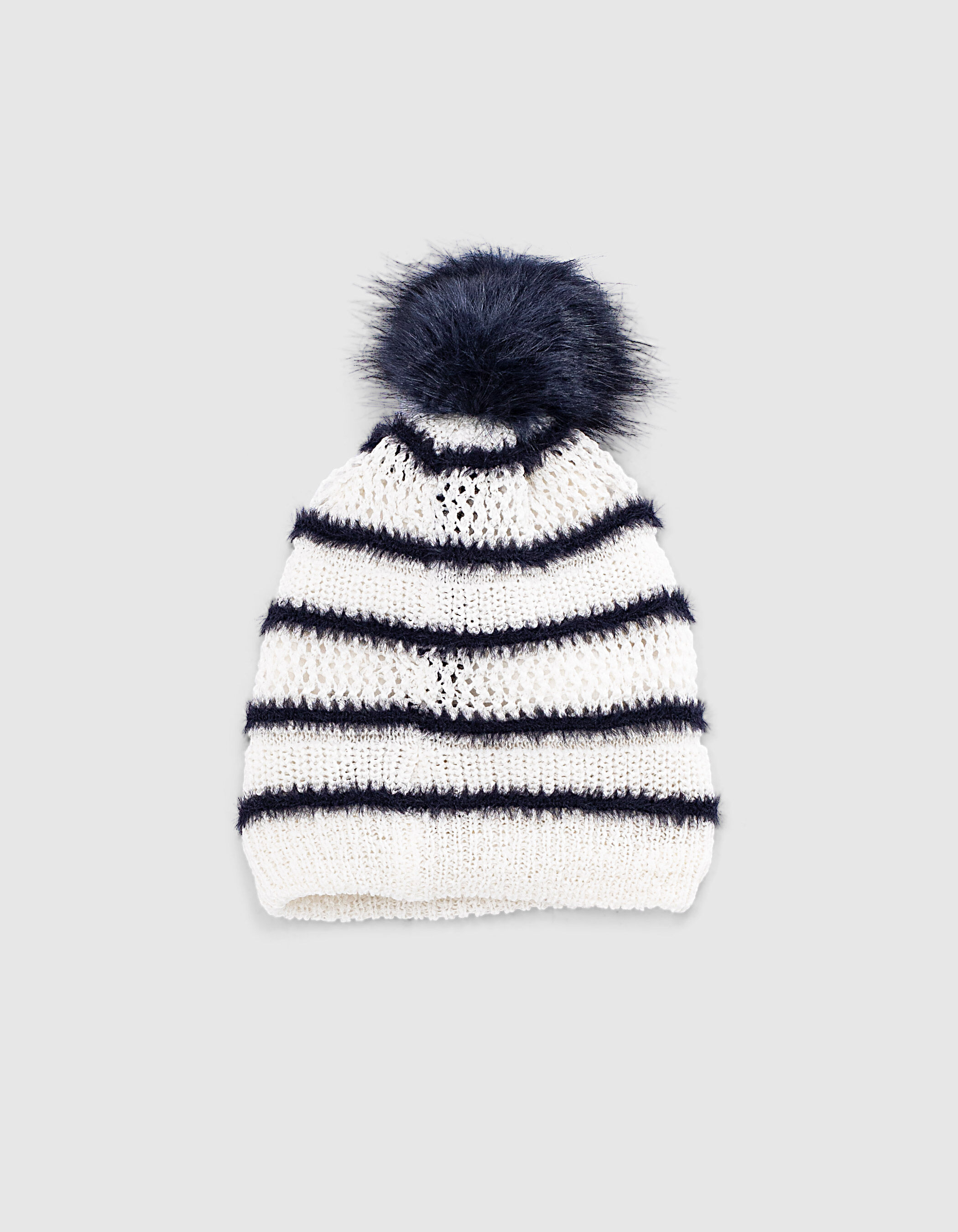 Girls navy pom pom hat hotsell
