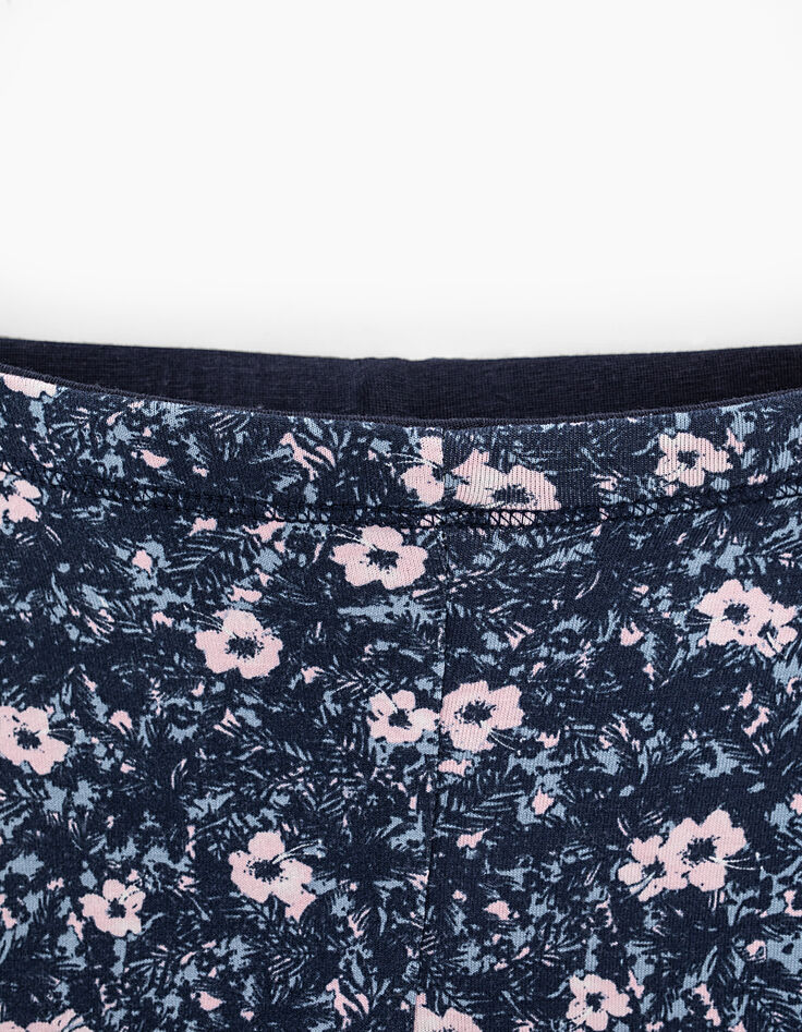 Omkeerbare navy legging bloemenprint babymeisjes-4