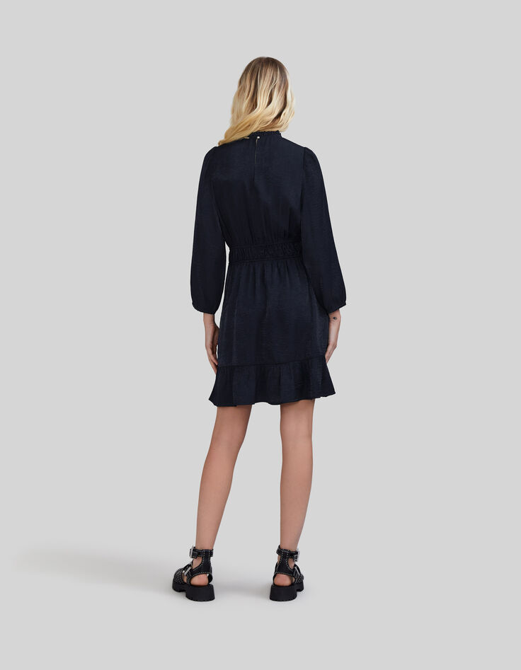 Geüpcyclede marineblauwe jurk met elastische taille Dames-5