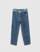 Jean mom blue vintage bio 7/8ème fille-1