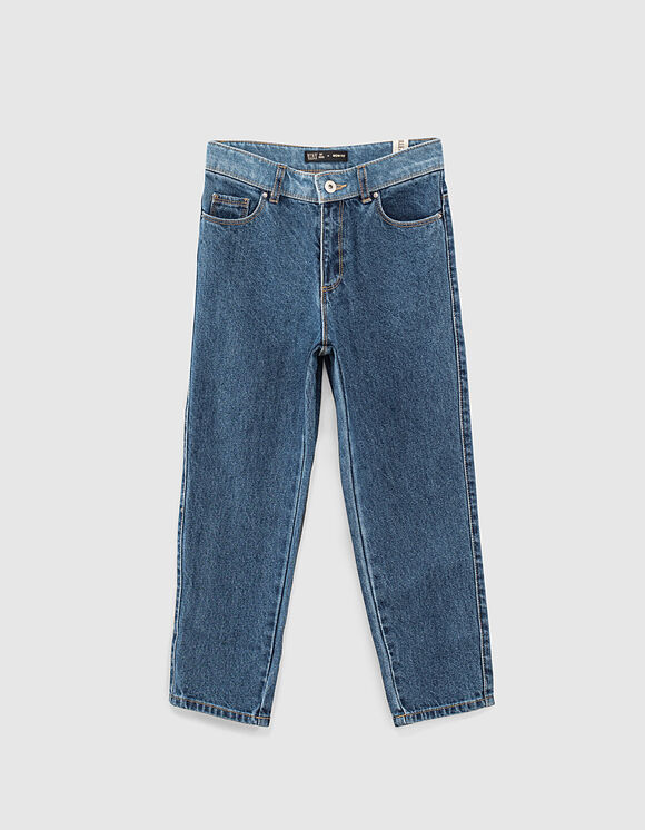 Girls' vintage blue organic 7/8 mom jeans