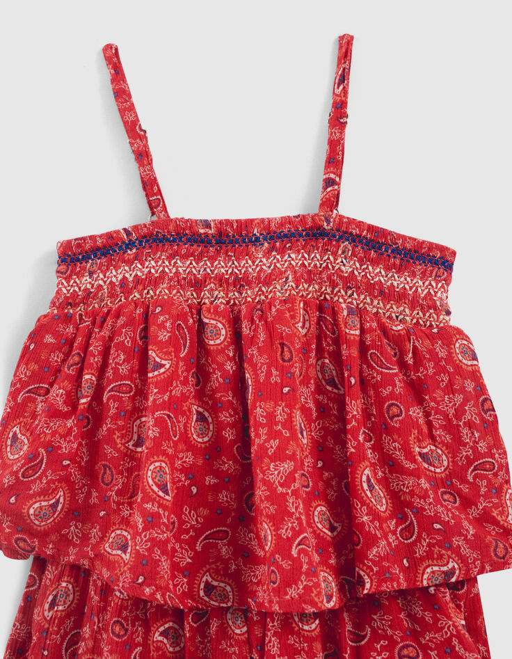 Rode korte jumpsuit Lenzing™ Ecovero™ kasjmierprint meisjes-4