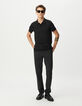 Polo noir en coton modal Homme-2