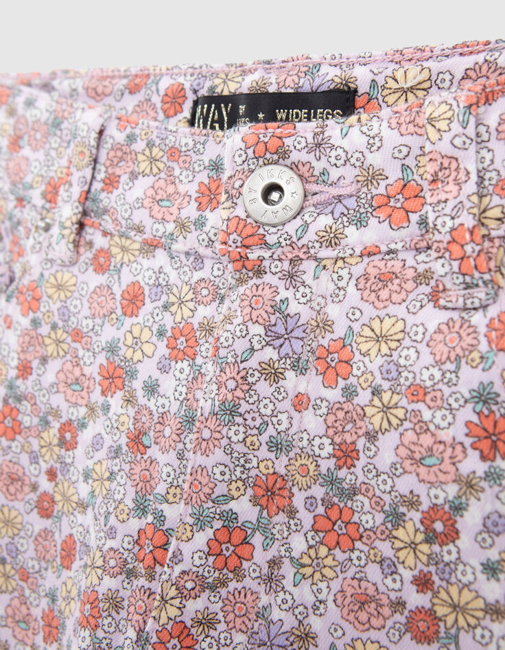 Lila WIDE LEG jeans flower power meisjes-2
