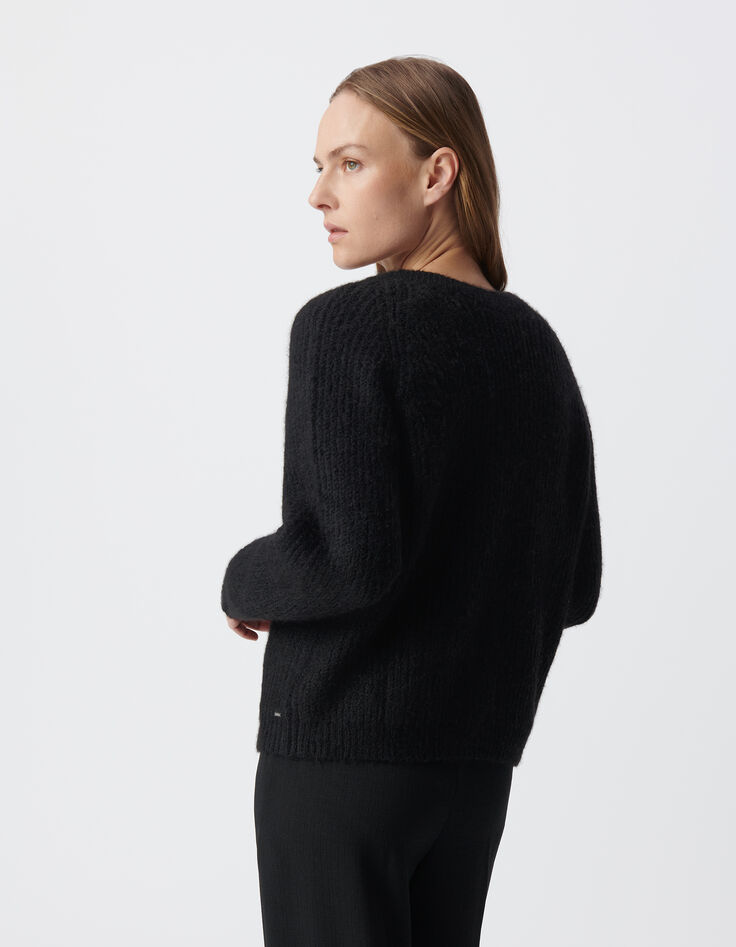 Schwarze Strickjacke in Übergröße für Damen-4