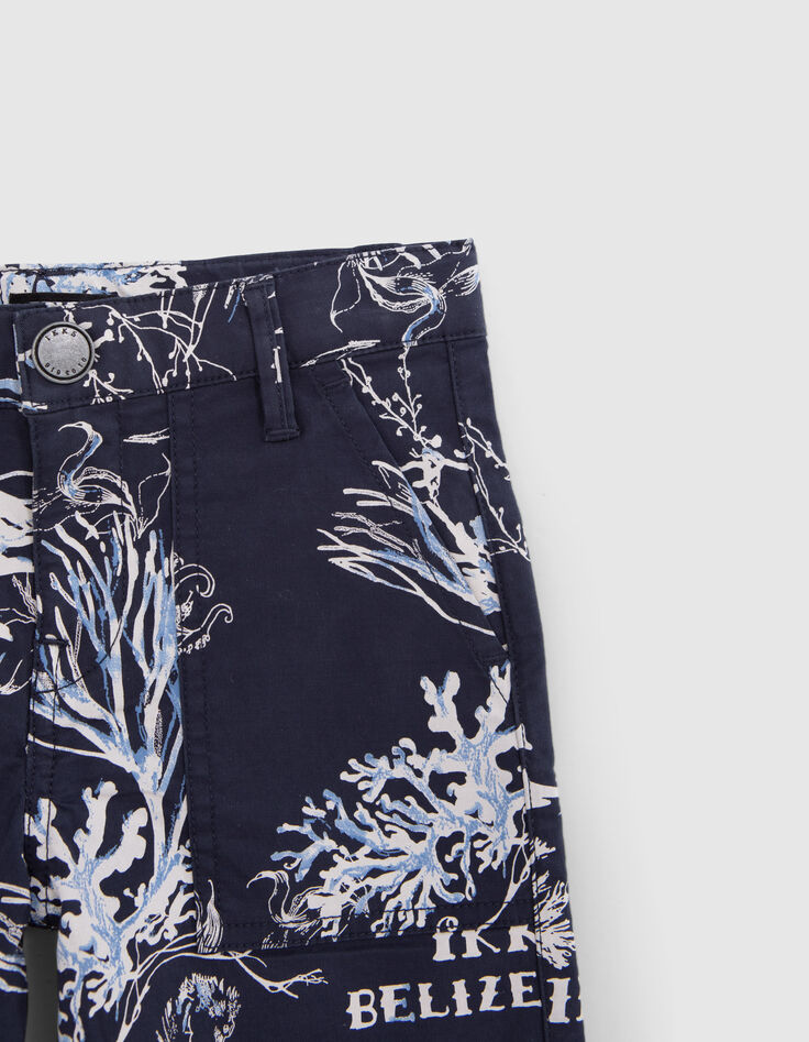Boys’ navy Bermuda shorts with coral and anchor print-3