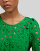 Blouse verte dentelle macramé Femme-5