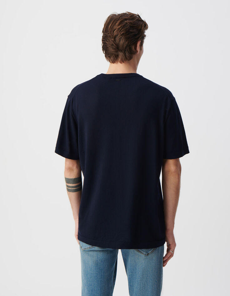 Men’s navy pure wool knit T-shirt-3