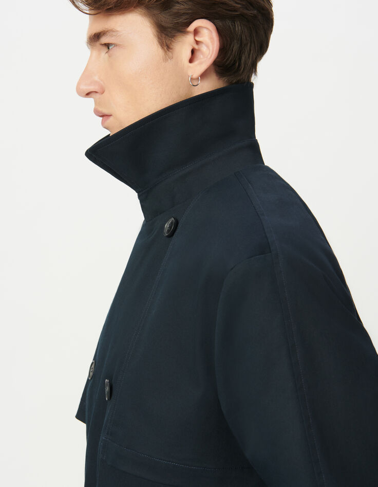 Men’s navy long trench coat with belt-9