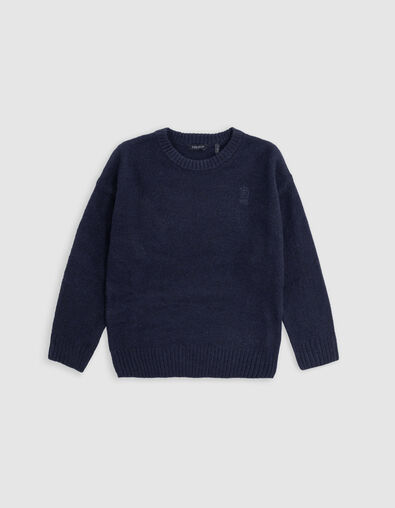 Boy's fluffy knit navy sweater - IKKS