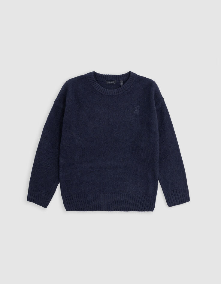 Boy's fluffy knit navy sweater-1 Boy's fluffy knit navy sweater-1
