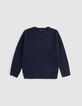 Boy's fluffy knit navy sweater-1 Boy's fluffy knit navy sweater-1