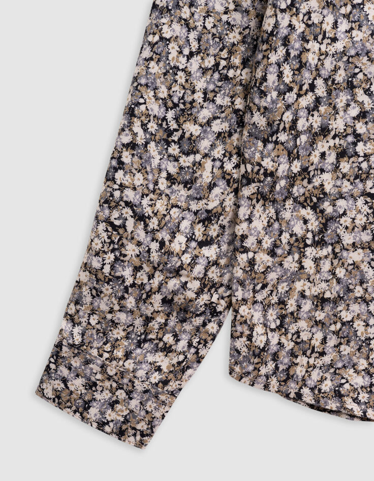 Camisa caqui LENZING™ ECOVERO™ flores invierno niño-5