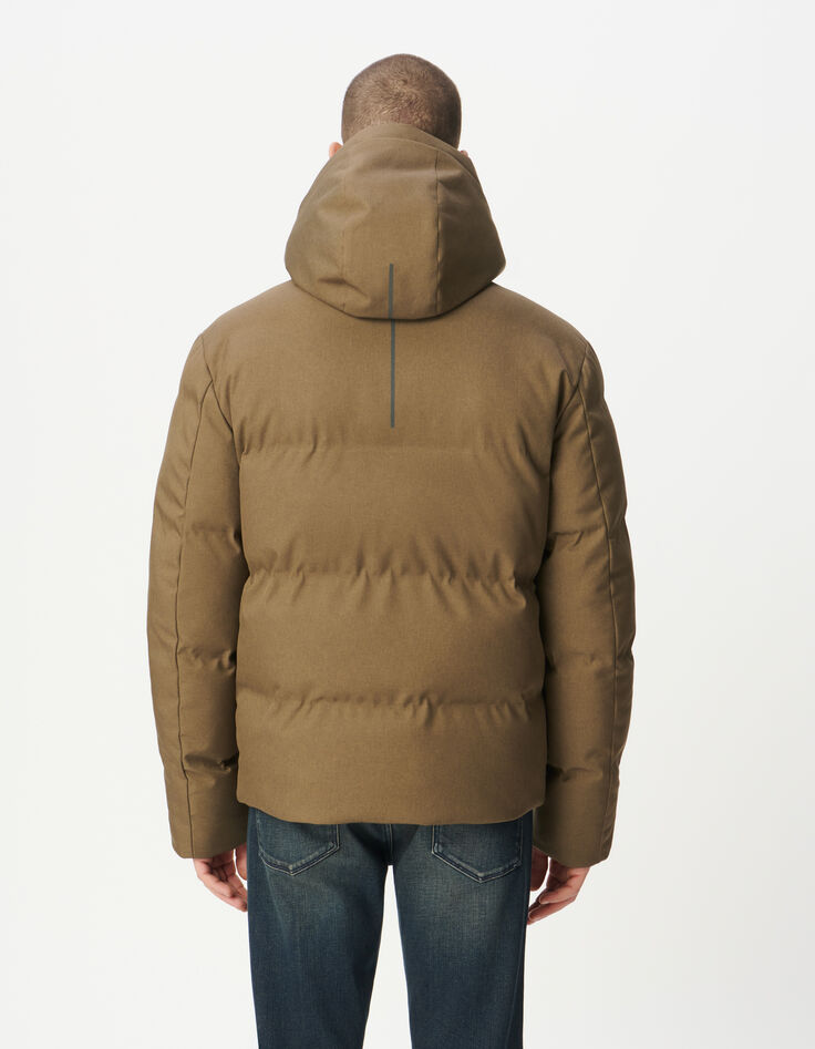 Men’s beige WATERPROOF hooded padded jacket-3