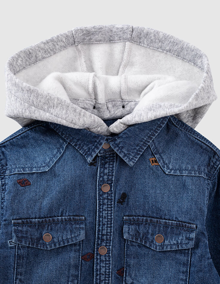 Camisa vaquera medium blue bordada niño -2