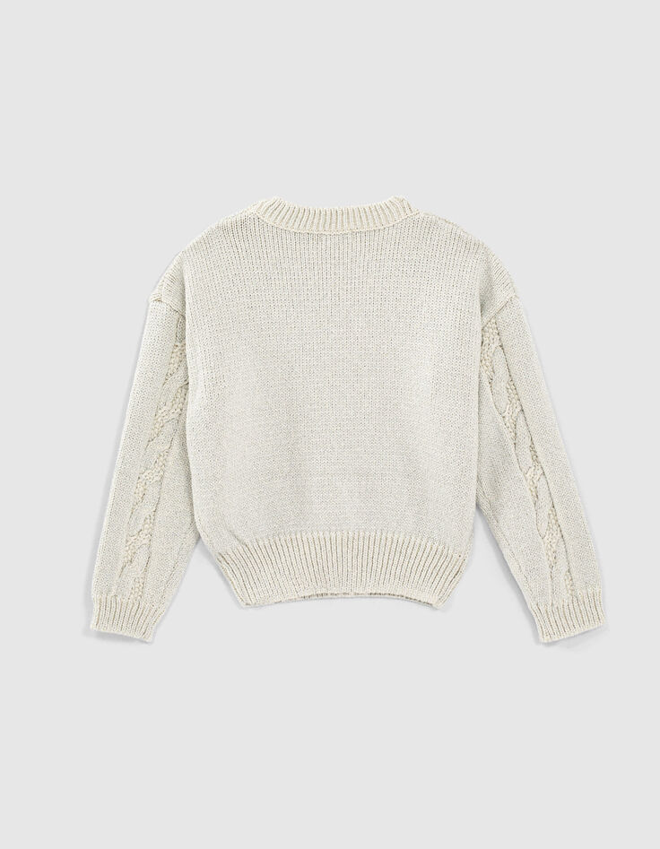Silberfarbener M&auml;dchentwiststrickpullover-3