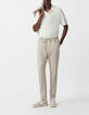 Men&rsquo;s beige linen blend suit joggers-1