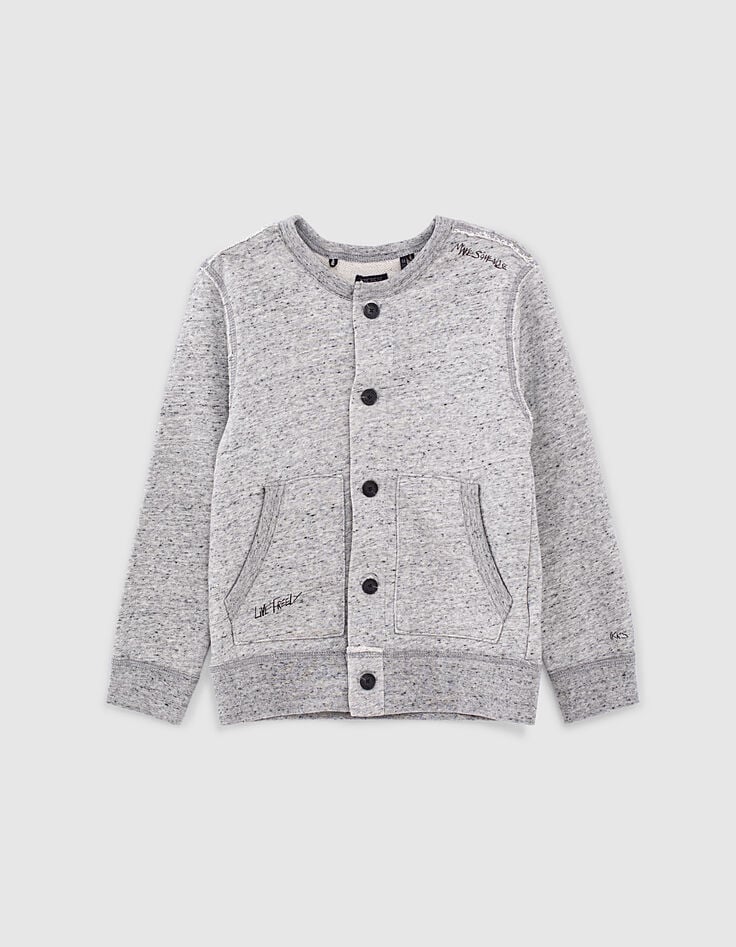 Grijs jeansvest met kap jongens -2
