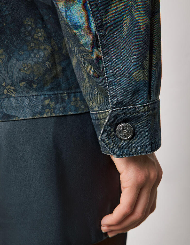 Sahariana gabardina estampado floral tropical mujer-4