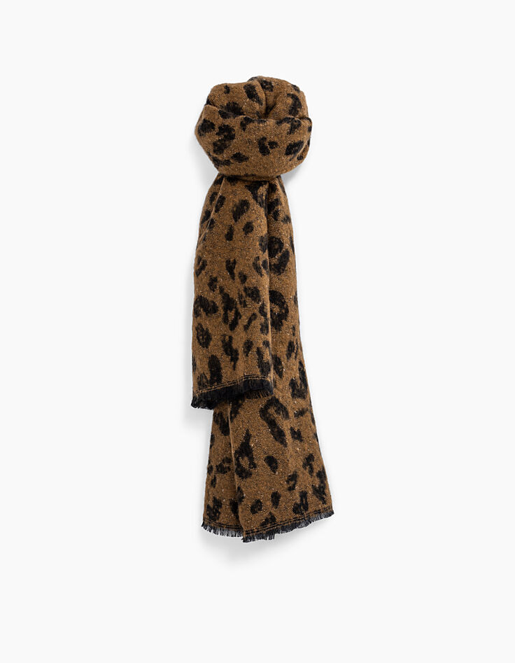Echarpe mousseuse jacquard animalier camel femme-1 Echarpe mousseuse jacquard animalier camel femme-1