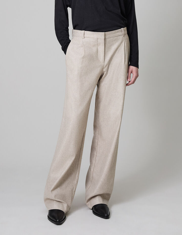 Pure Edition-Pantalon flare sésame flanelle Femme-2