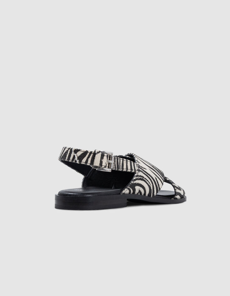 Flache Sandalen aus Segeltuch mit Zebramuster für Damen-3