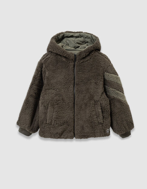 Boys’ khaki quilted/sherpa reversible padded jacket - IKKS