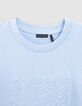 T-shirt bleu coton bio flocage ondes marines garçon-3