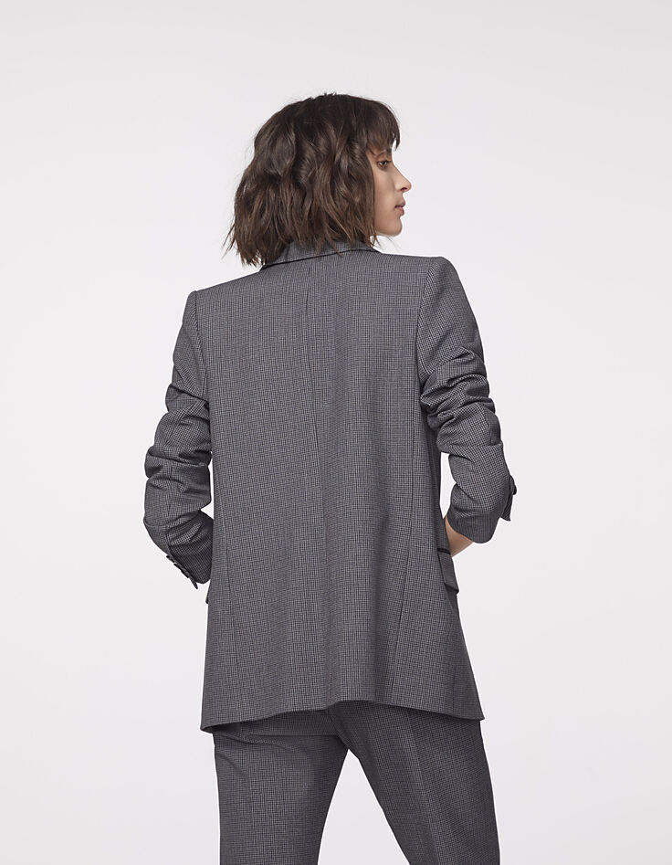 Halblanger Damenblazer, Hahnentritt und Zierpins-3