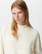 Weißer Damen-Pullover mit Lochmuster-5
