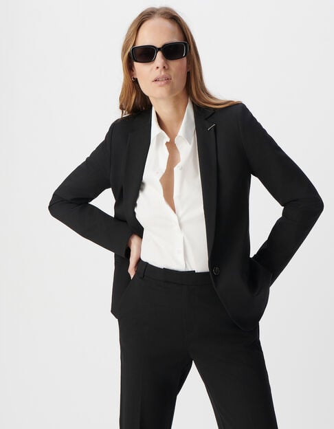Women&rsquo;s black Milano knit fitted suit jacket - IKKS
