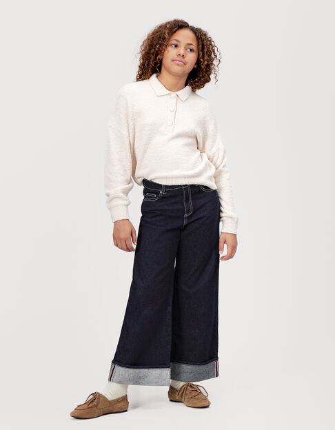 Marine wideleg jeans vaste omslagen meisjes - IKKS