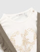 Baby girls’ khaki dungarees & T-shirt outfit-5