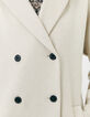 Manteau long blanc en drap de laine recyclé mélangé femme-4