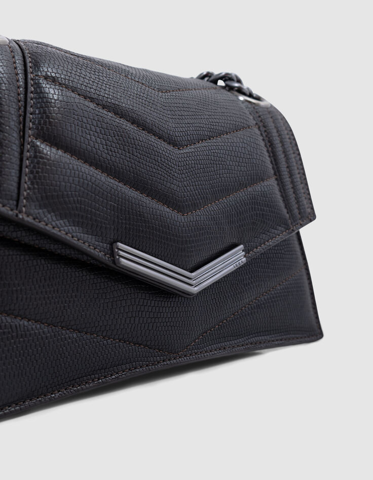 Bolso THE 1. ITALY cuero repujado choco Talla S para mujer-4