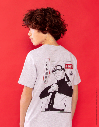 Boys’ grey NARUTO T-shirt with image on back - IKKS