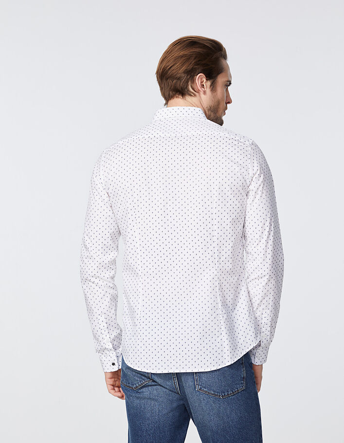 Weißes SLIM-Herrenhemd mit dezentem Säulenprint - IKKS