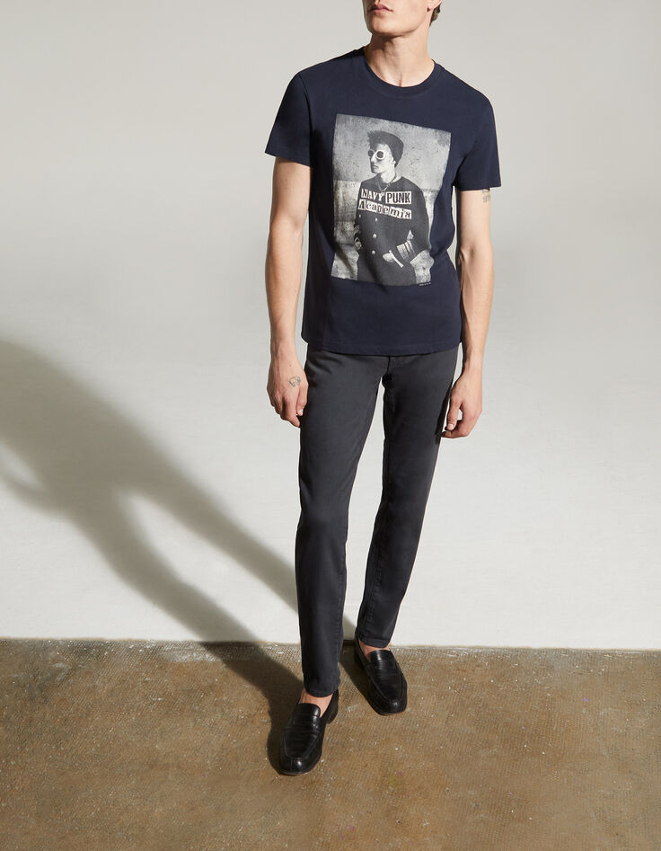 Men&rsquo;s navy punk officer image organic cotton T-shirt-6