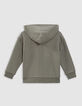 Cardigan kaki zippé à capuche maxi typo brodées dos garçon-6