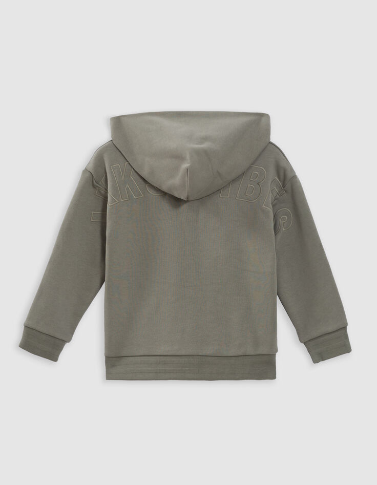 Cardigan kaki zippé à capuche maxi typo brodées dos garçon-6