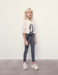 Light Grey Skinny-M&auml;dchenjeans mit Schr&auml;gband seitlich  -2