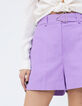 Women’s lilac high-waist shorts with removable belt-5