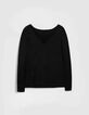 Women&rsquo;s black fine knit sweater with lace insert on back-6