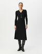 Robe longue noire tricot effet plissé Femme-1