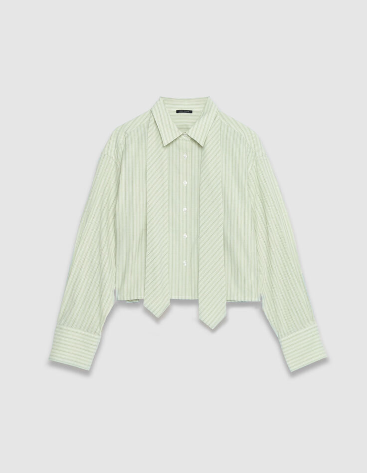 Gr&uuml;n gestreiftes Hemd mit Krawatte f&uuml;r Damen-5