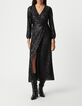 Women's black sequin-embroidered wrap dress-2